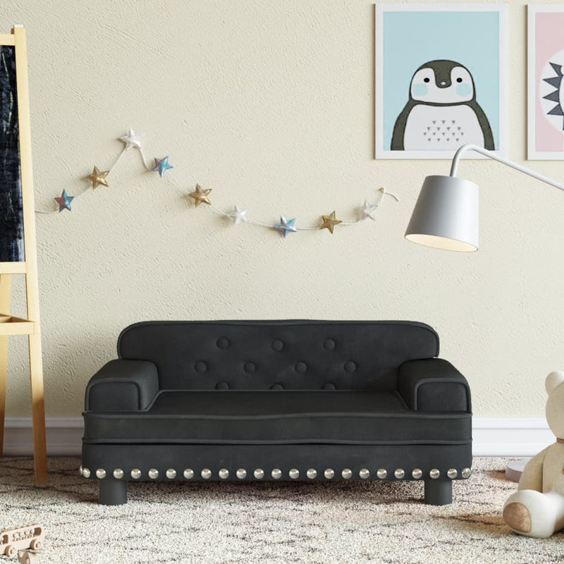 vidaXL Kids Sofa Black 90x53x30 cm Velvet