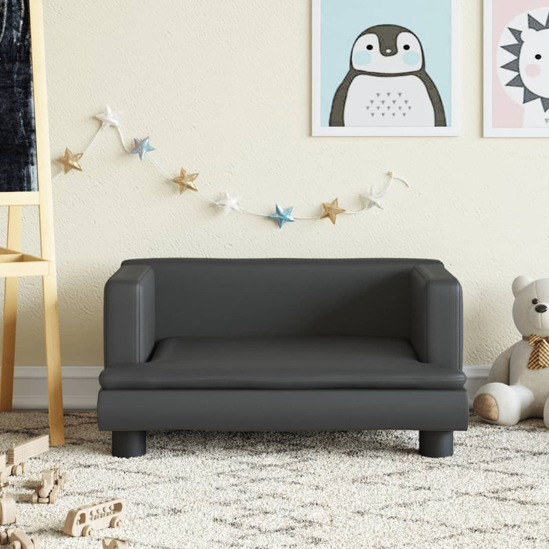 vidaXL Kids Sofa Black 60x40x30 cm Faux Leather