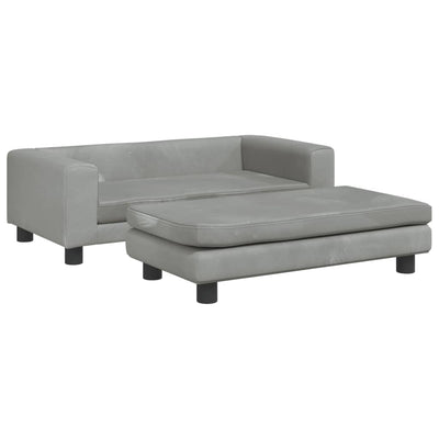 vidaXL Kids Sofa with Footstool Light Grey 100x50x30 cm Velvet
