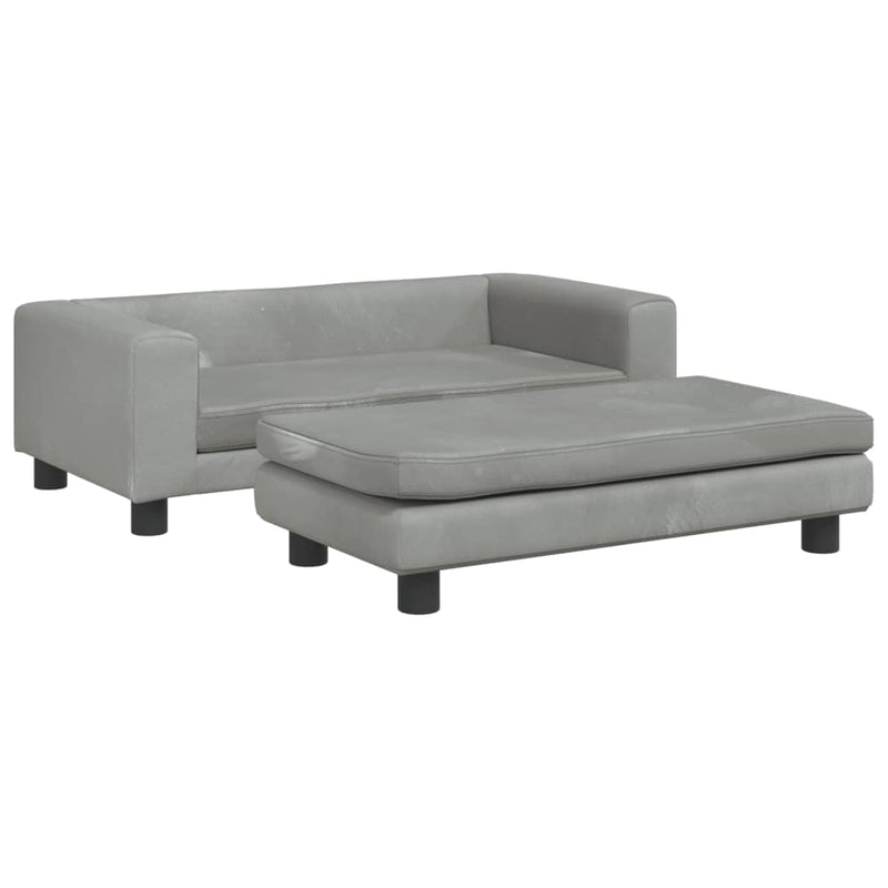 vidaXL Kids Sofa with Footstool Light Grey 100x50x30 cm Velvet