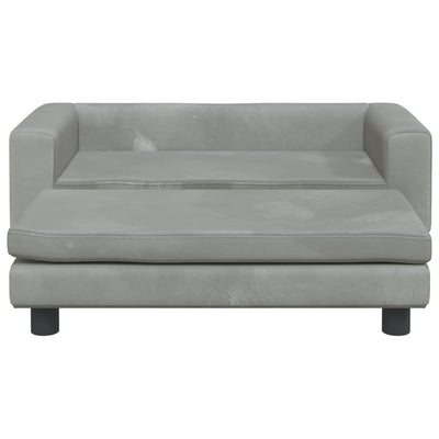 vidaXL Kids Sofa with Footstool Light Grey 100x50x30 cm Velvet
