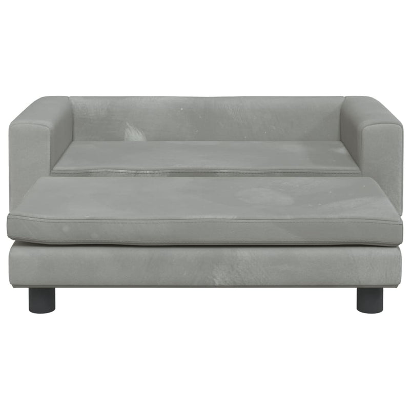 vidaXL Kids Sofa with Footstool Light Grey 100x50x30 cm Velvet