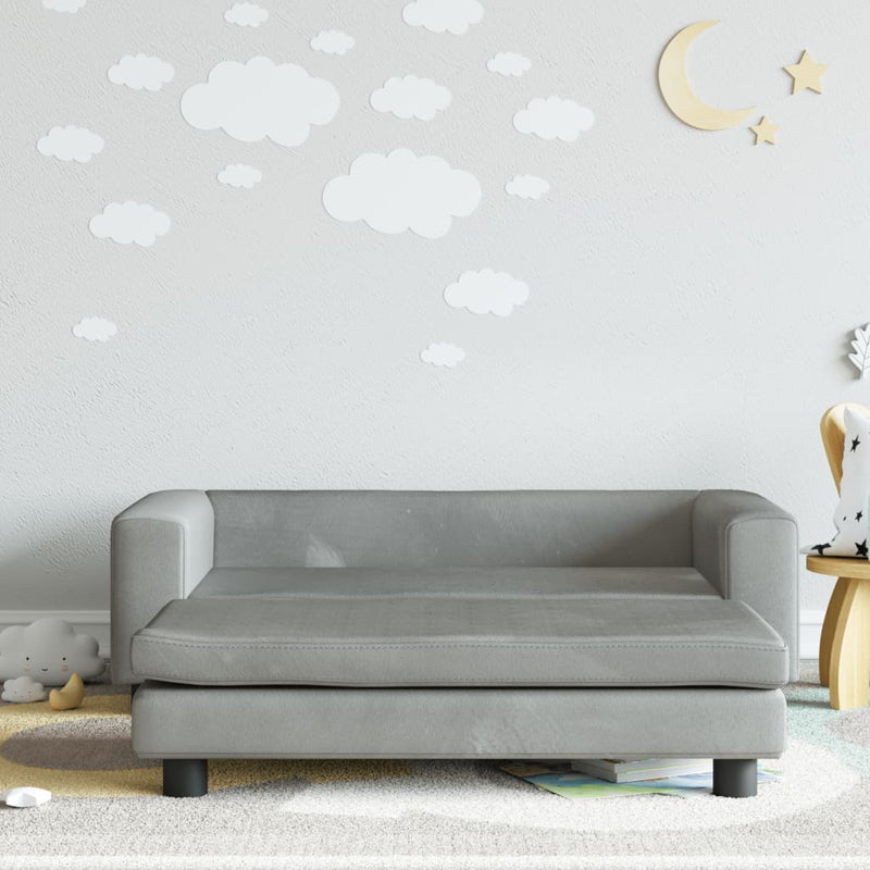 vidaXL Kids Sofa with Footstool Light Grey 100x50x30 cm Velvet