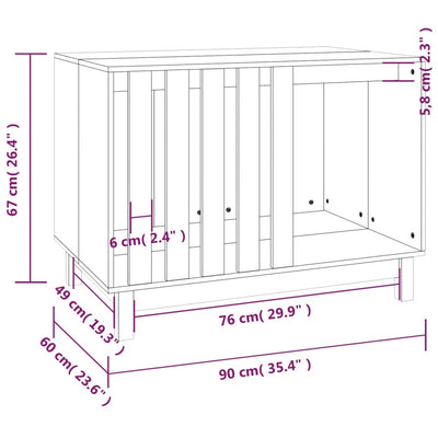 vidaXL Dog House 70x50x62 cm Solid Wood Pine