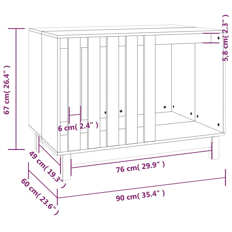 vidaXL Dog House 70x50x62 cm Solid Wood Pine