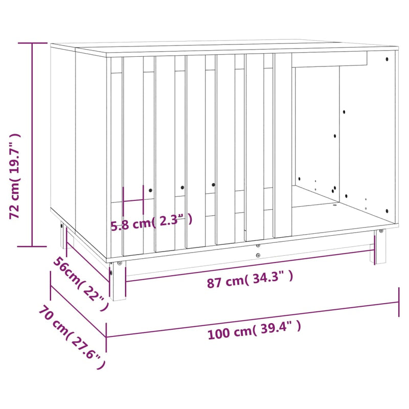 vidaXL Dog House 70x50x62 cm Solid Wood Pine