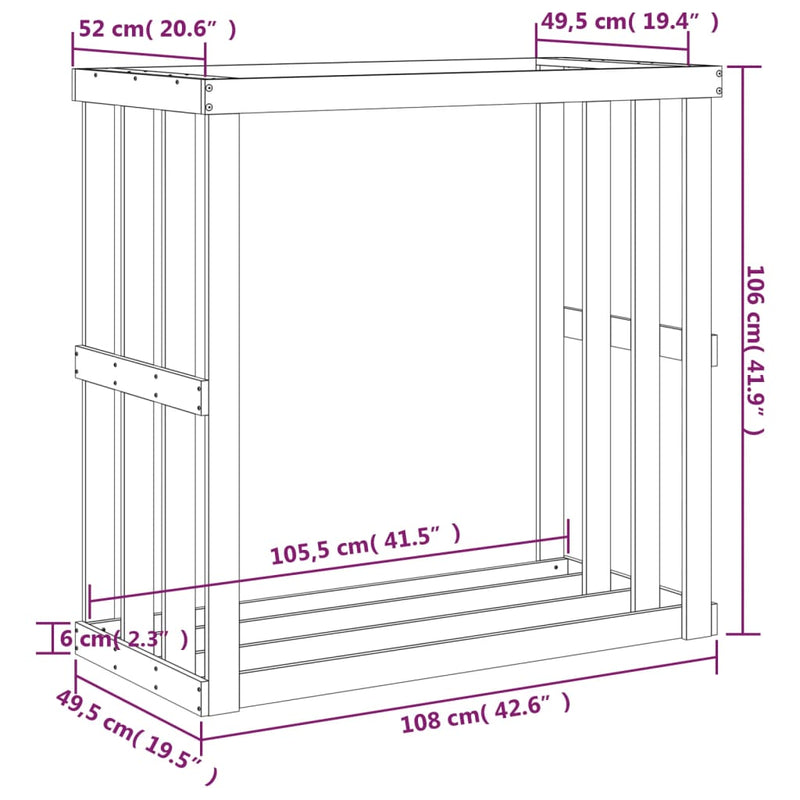 vidaXL Outdoor Log Holder 108x52x106 cm Solid Wood Pine