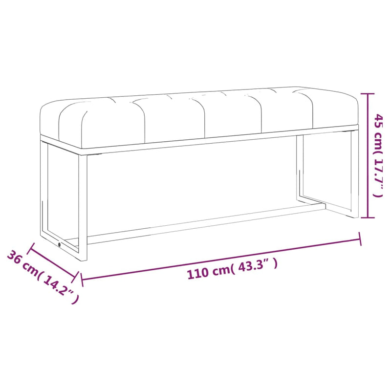 vidaXL Bench Beige 110x36x45 cm Velvet