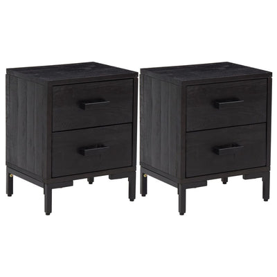 vidaXL Bedside Cabinets 2 pcs Black 36x30x45 cm Solid Wood Pine