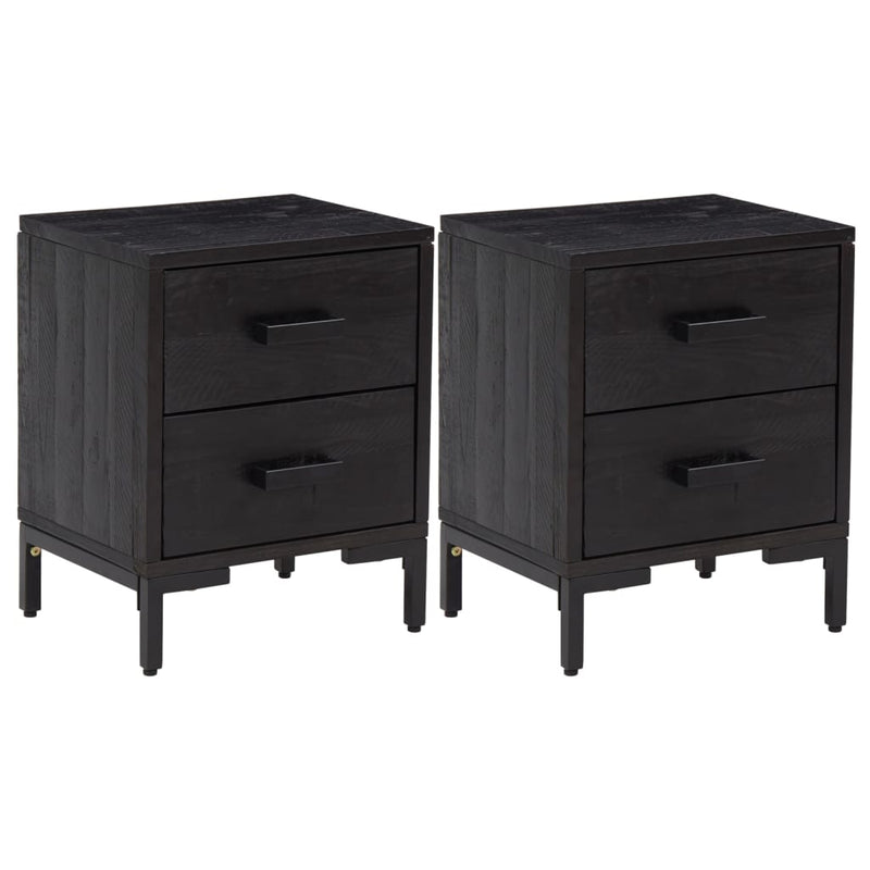 vidaXL Bedside Cabinets 2 pcs Black 36x30x45 cm Solid Wood Pine