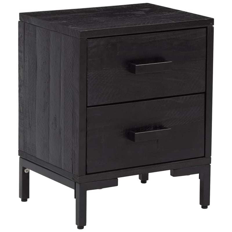 vidaXL Bedside Cabinets 2 pcs Black 36x30x45 cm Solid Wood Pine