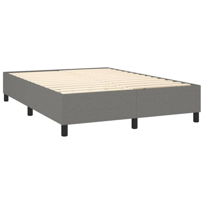vidaXL Box Spring Bed with Mattress Dark Grey 137x187 cm Double Size Fabric