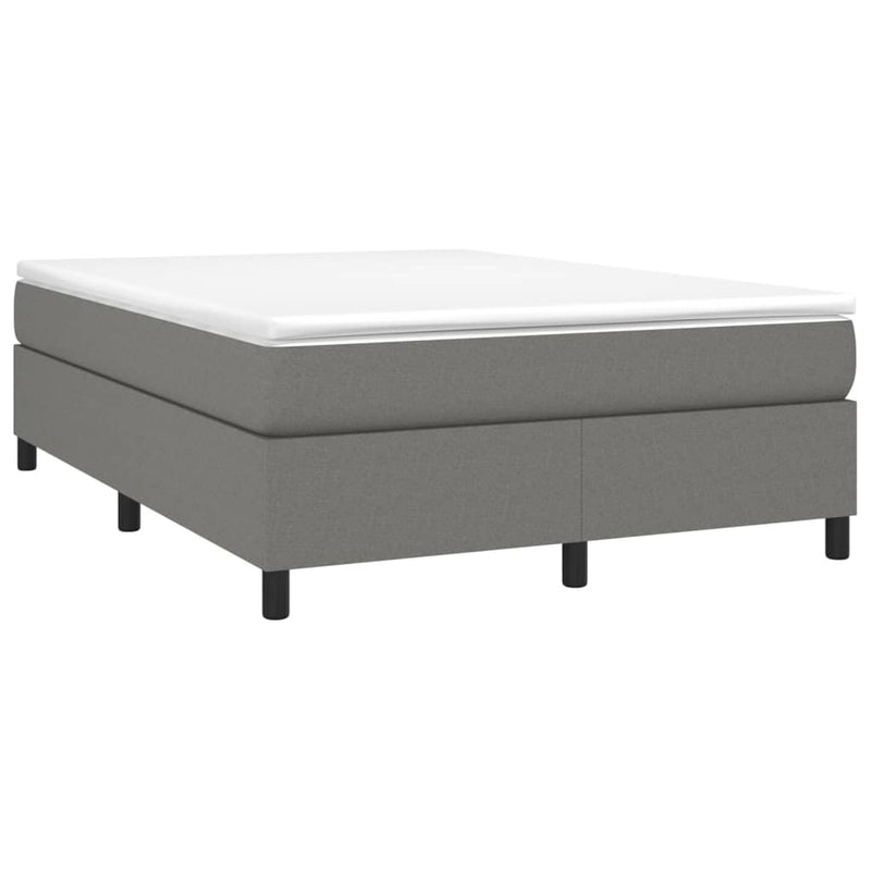 vidaXL Box Spring Bed with Mattress Dark Grey 137x187 cm Double Size Fabric