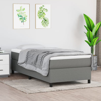 vidaXL Box Spring Bed with Mattress Dark Grey 137x187 cm Double Size Fabric