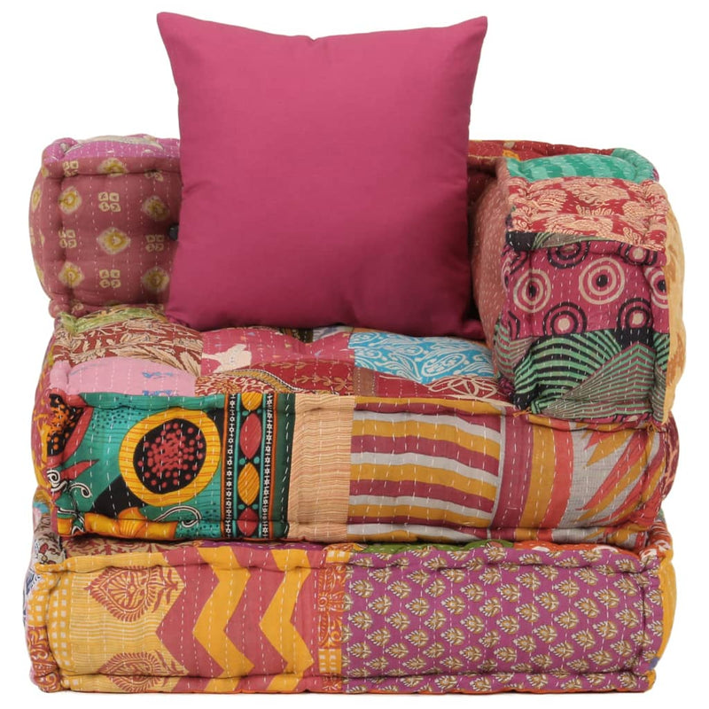 vidaXL Modular Pouffe with Pillow Patchwork Fabric