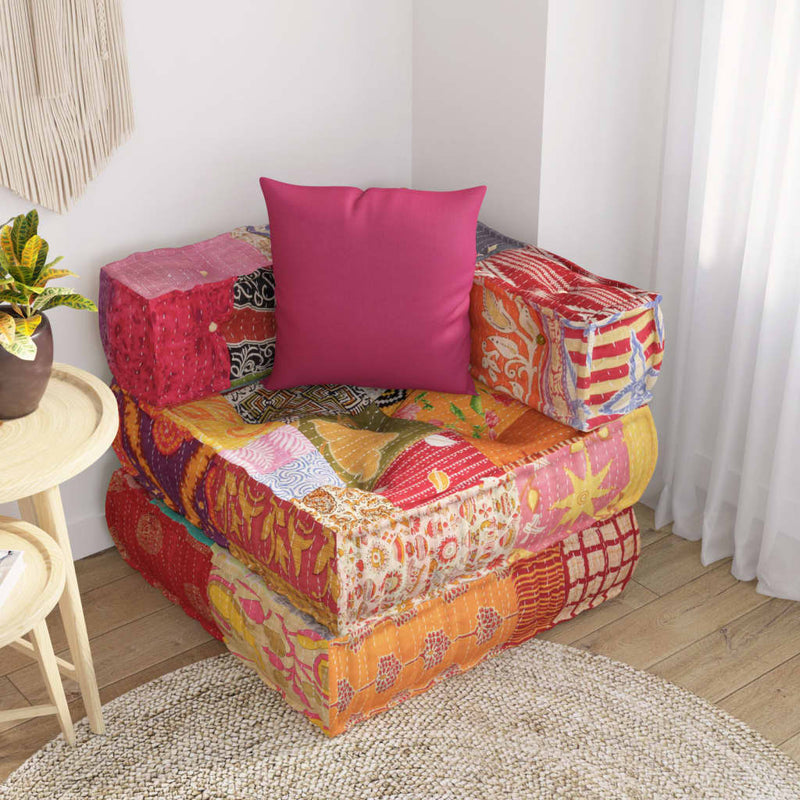 vidaXL Modular Pouffe with Pillow Patchwork Fabric