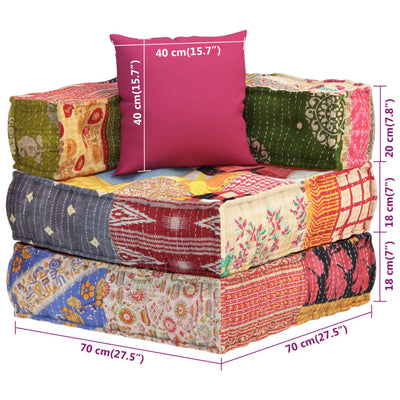 vidaXL Modular Pouffe with Pillow Patchwork Fabric