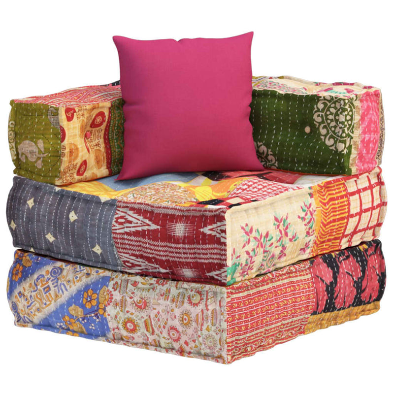 vidaXL Modular Pouffe with Pillow Patchwork Fabric
