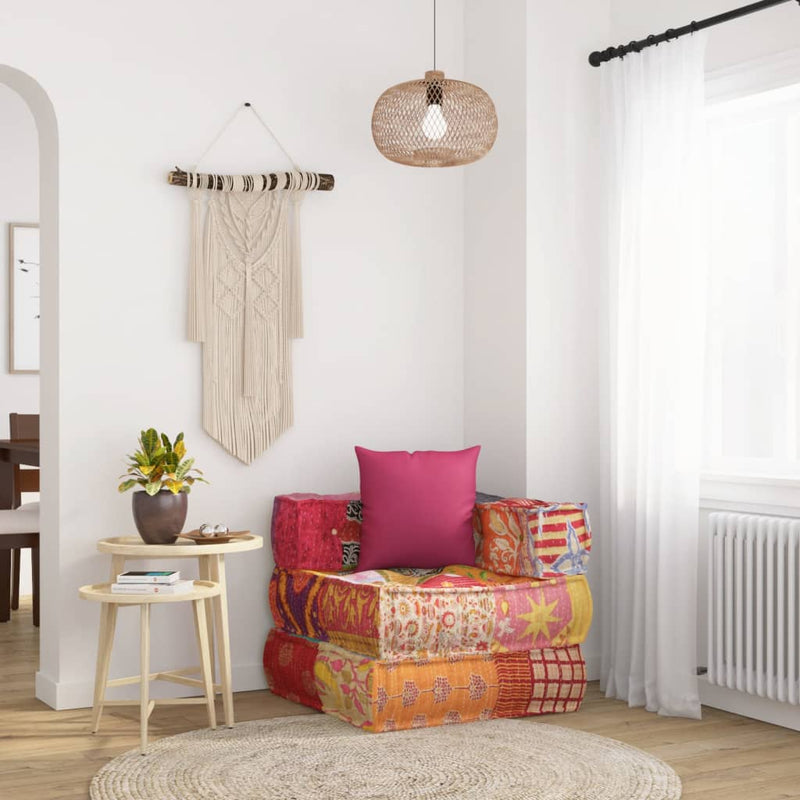 vidaXL Modular Pouffe with Pillow Patchwork Fabric