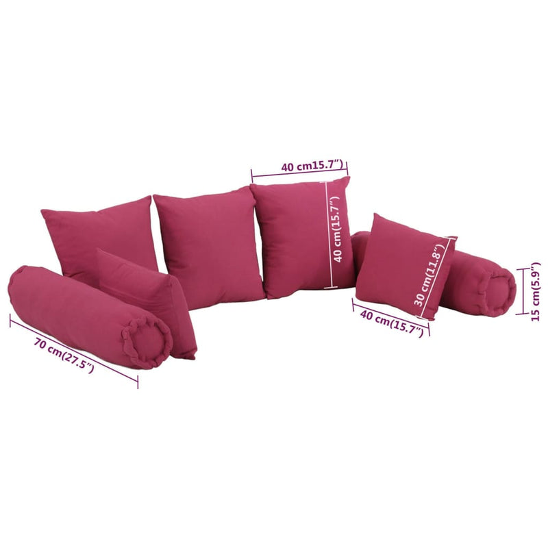 vidaXL 7 Piece Throw Pillow Set Pink Fabric