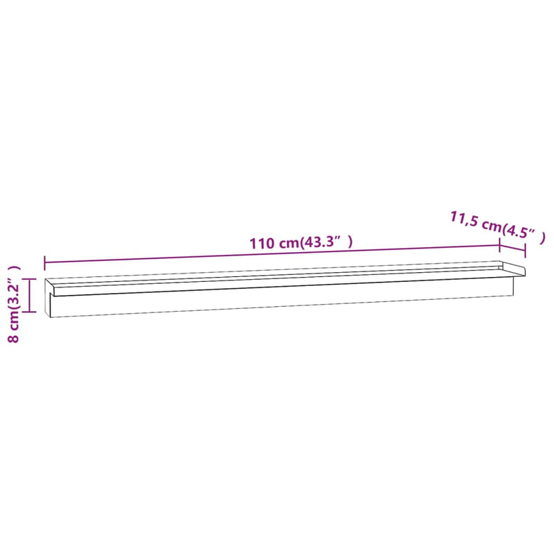 vidaXL Rectangular Waterfall Pool Fountain Stainless Steel 110 cm