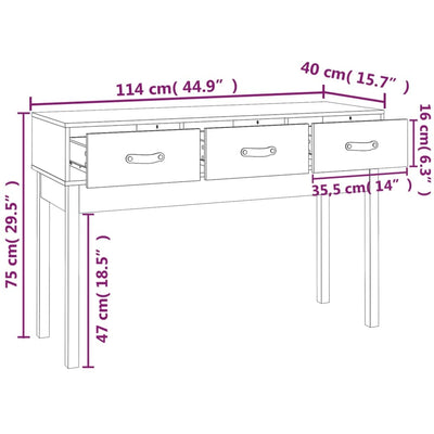 vidaXL Console Table 114x40x75 cm Solid Wood Pine