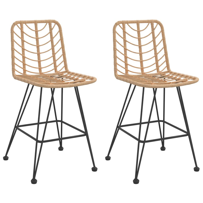 vidaXL Bar Stools 2 pcs Black 45x56x103.5 cm PE Rattan and Steel
