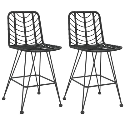 vidaXL Bar Stools 2 pcs Black 45x56x103.5 cm PE Rattan and Steel