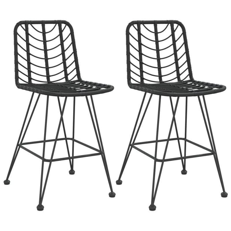 vidaXL Bar Stools 2 pcs Black 45x56x103.5 cm PE Rattan and Steel