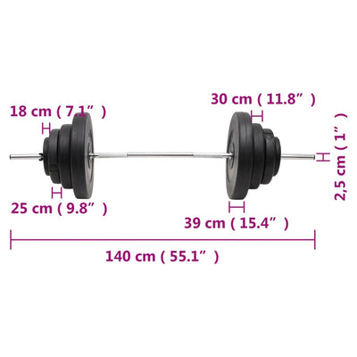 vidaXL Barbell with Plates 60 kg