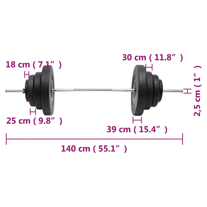 vidaXL Barbell with Plates 60 kg