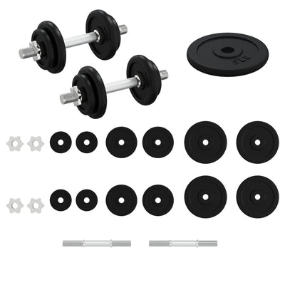 vidaXL Dumbbell with Plates Set 40 kg Cast Iron and Chrome Plated Steel