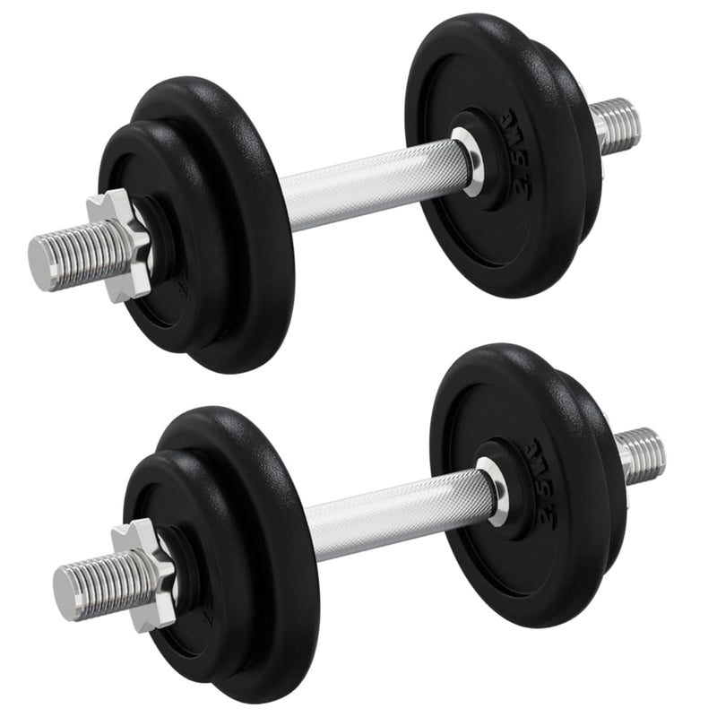 vidaXL Dumbbell with Plates Set 40 kg Cast Iron and Chrome Plated Steel