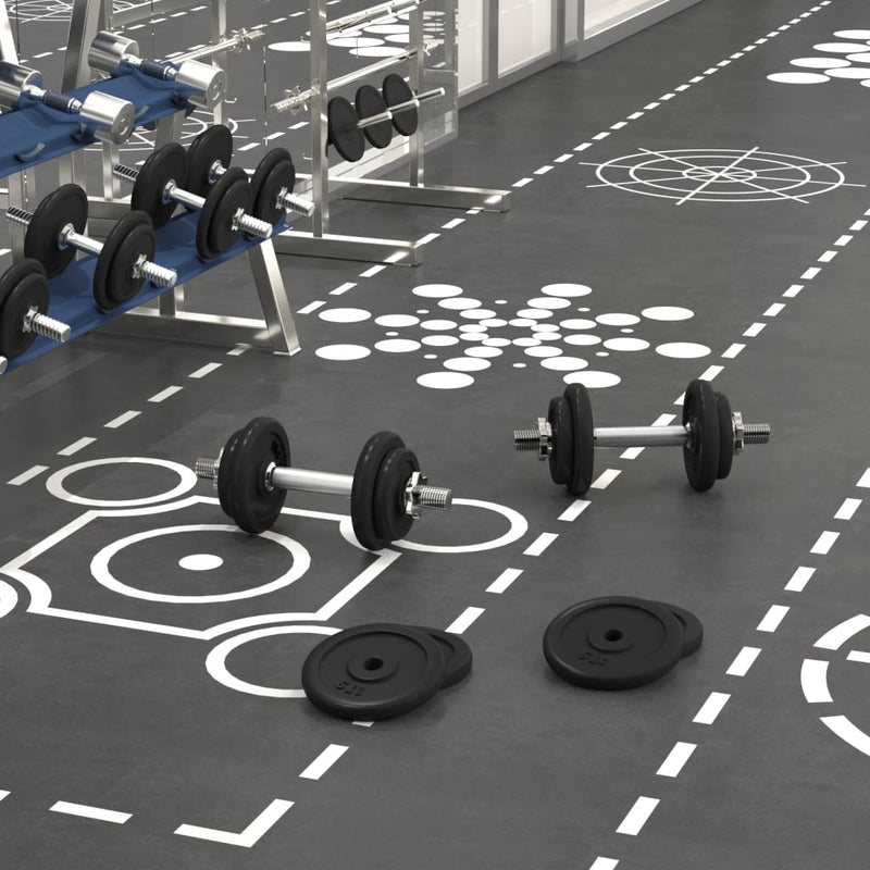 vidaXL Dumbbell with Plates Set 40 kg Cast Iron and Chrome Plated Steel