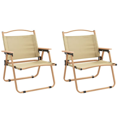 vidaXL Camping Chairs 2 pcs Beige 54x43x59 cm Oxford Fabric