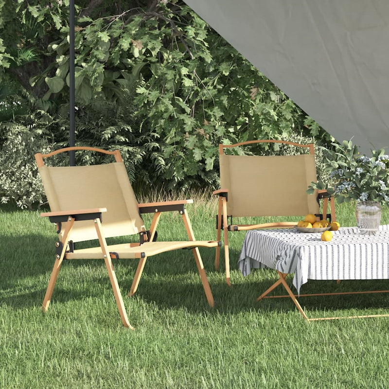 vidaXL Camping Chairs 2 pcs Beige 54x43x59 cm Oxford Fabric