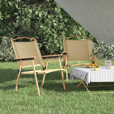 vidaXL Camping Chairs 2 pcs Beige 54x43x59 cm Oxford Fabric