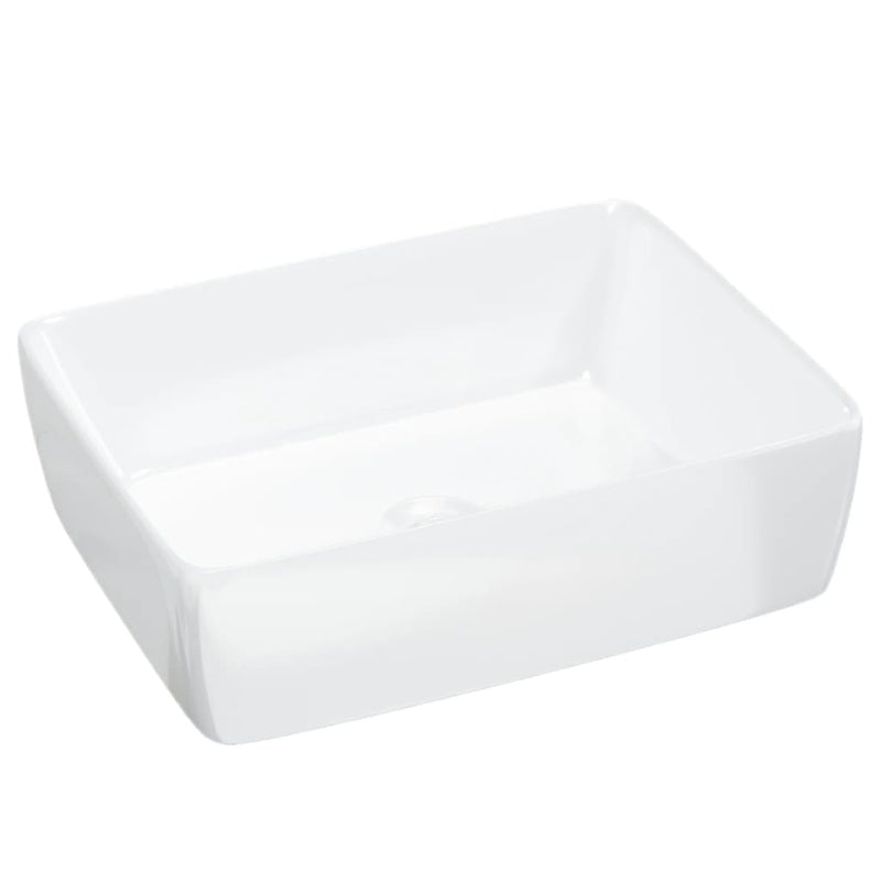 vidaXL Wash Basin White 48x37x13 cm Ceramic Rectangle
