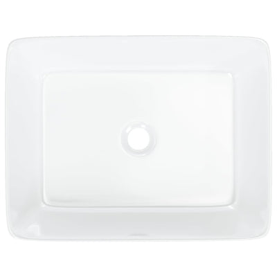 vidaXL Wash Basin White 48x37x13 cm Ceramic Rectangle