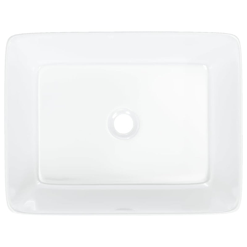 vidaXL Wash Basin White 48x37x13 cm Ceramic Rectangle
