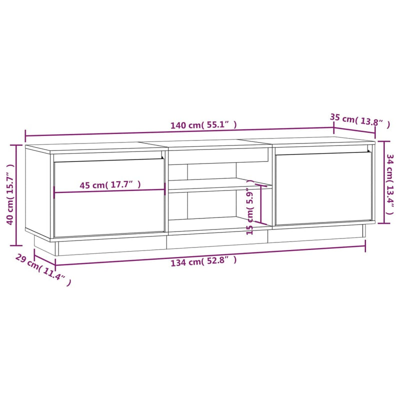 vidaXL TV Cabinet 110x35x40.5 cm Solid Wood Pine