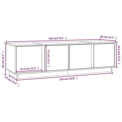 vidaXL TV Cabinet 156x37x45 cm Solid Wood Pine