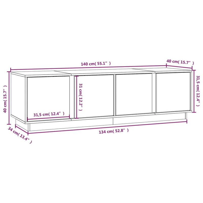 vidaXL TV Cabinet 156x37x45 cm Solid Wood Pine