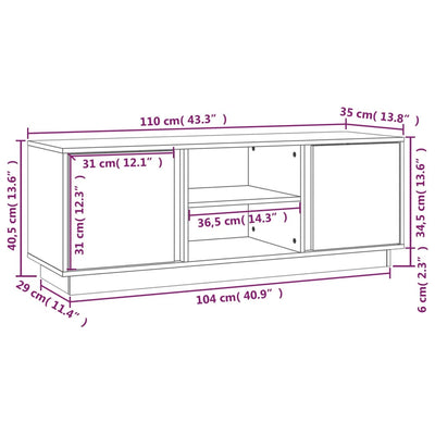 vidaXL TV Cabinet 110x35x40.5 cm Solid Wood Pine