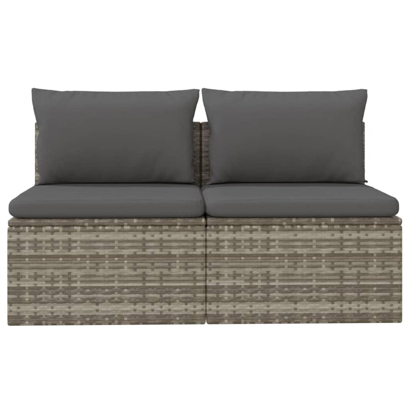 vidaXL 2-Seater Garden Sofa with Cushions Grey Poly Rattan
