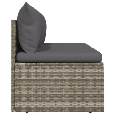 vidaXL 2-Seater Garden Sofa with Cushions Grey Poly Rattan