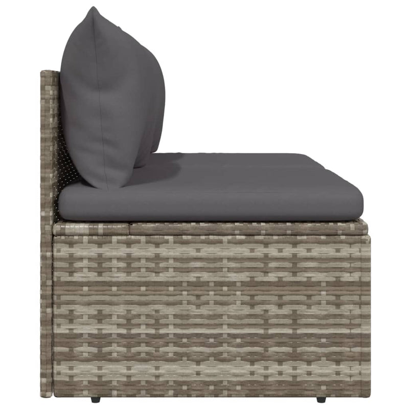 vidaXL 2-Seater Garden Sofa with Cushions Grey Poly Rattan
