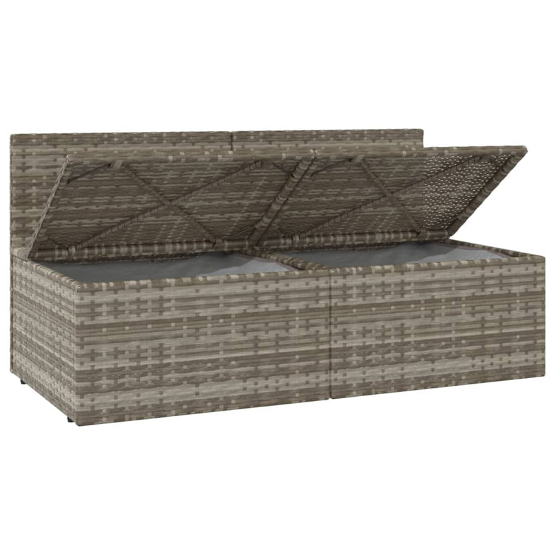 vidaXL 2-Seater Garden Sofa with Cushions Grey Poly Rattan