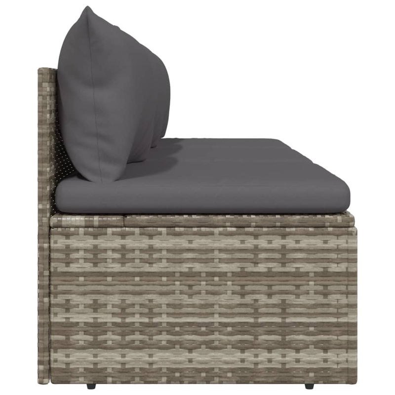 vidaXL 3-Seater Garden Sofa with Cushions Grey Poly Rattan