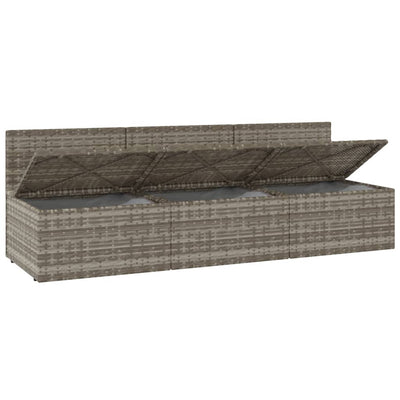 vidaXL 3-Seater Garden Sofa with Cushions Grey Poly Rattan